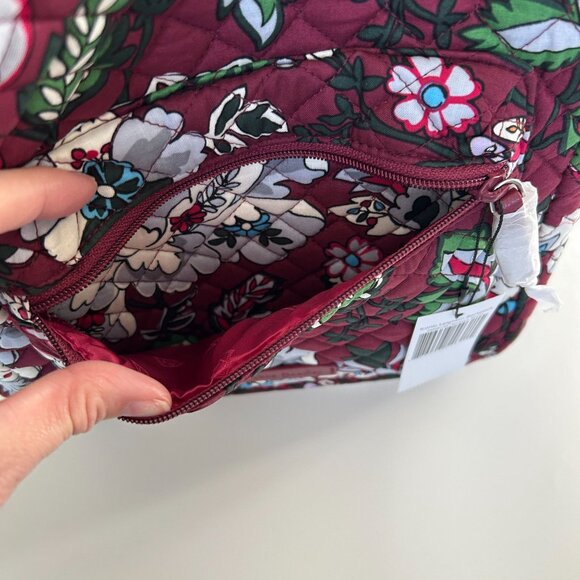 NWT Vera Bradley Iconic Leighton Backpack In Bordeaux Blooms NEW - Picture 10 of 11